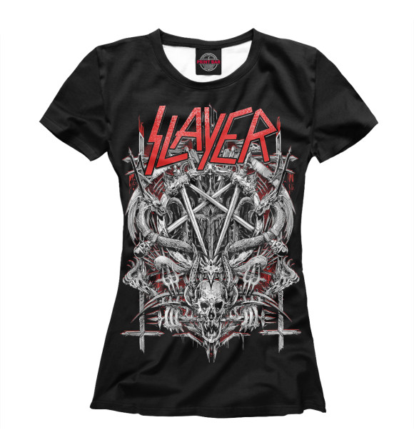 Женская футболка с изображением Slayer цвета Белый