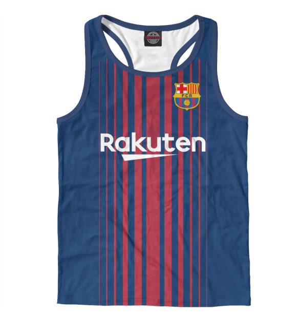 Мужская майка-борцовка с изображением Барселона Форма Домашняя 17/18 цвета Белый