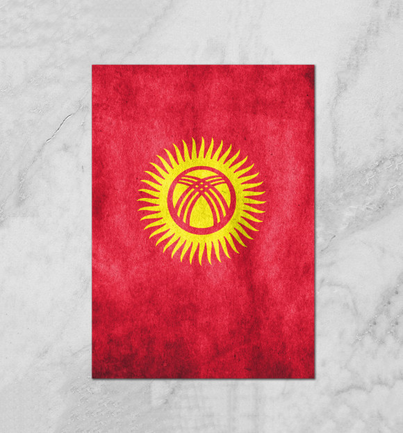 Плакат с изображением Флаг Кыргызстана цвета Белый