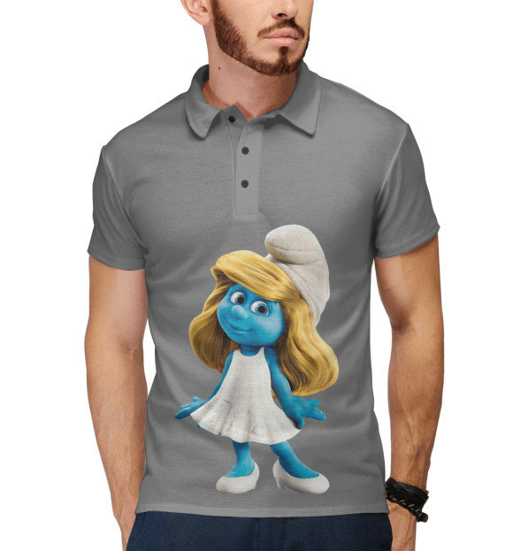 Мужское поло с изображением Смурфетта цвета Белый