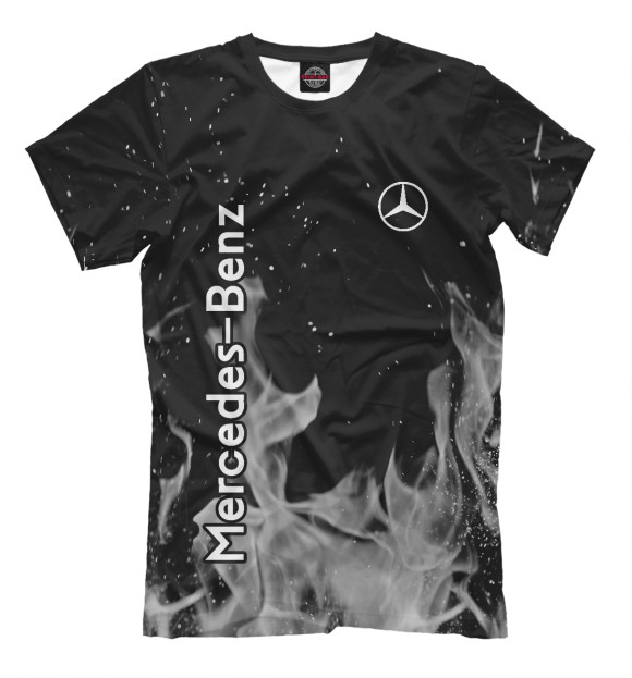 Мужская футболка с изображением Mercedes-Benz grey fire цвета Черный