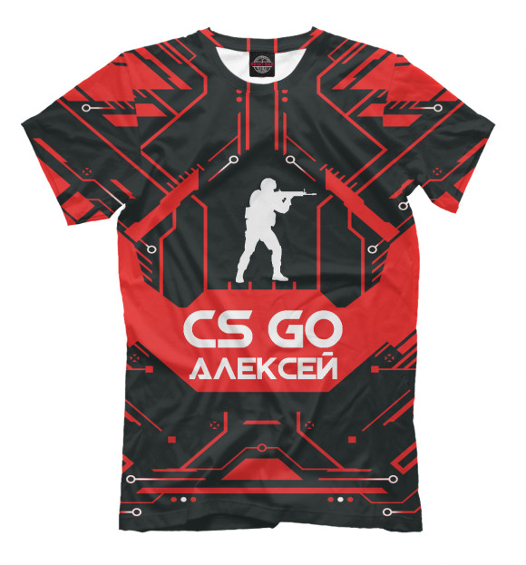 Футболка для мальчиков с изображением Алексей в стиле CS GO цвета Черный