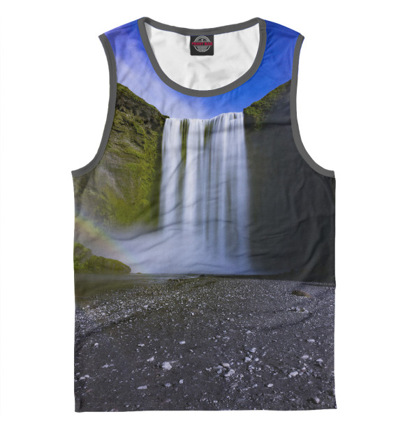 Мужская майка с изображением Водопад цвета Белый