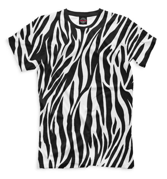 Мужская футболка с изображением Зебра цвета Черный