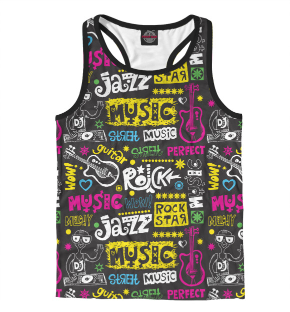 Мужская майка-борцовка с изображением Rock цвета Белый