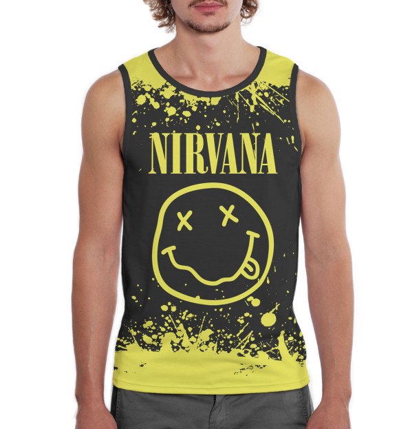 Мужская майка с притом Nirvana цвета Белый Мужская майка с изображением Nirvana цвета Белый