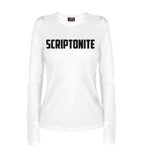Женский лонгслив с притом Скриптонит цвета Белый Женский лонгслив с изображением Скриптонит цвета Белый