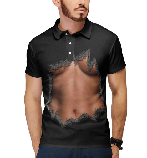 

Поло Print Bar, Белый, Стройное тело