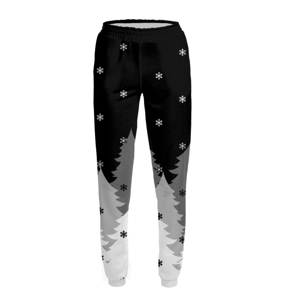 Женские спортивные штаны с изображением Рождественский лес цвета Белый