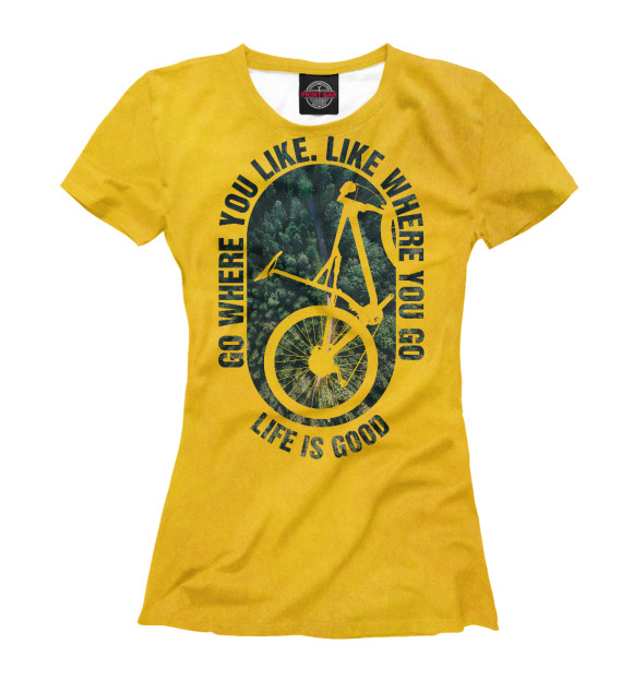 Женская футболка с изображением Enjoy Cycling цвета Белый