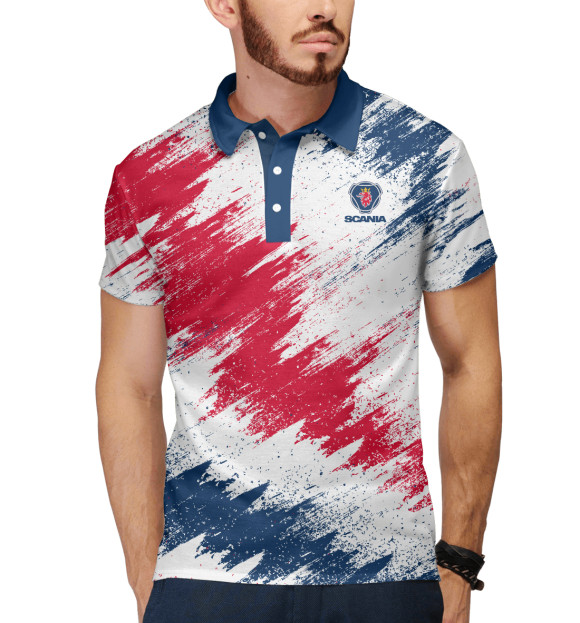 Мужское поло с изображением Scania цвета Белый