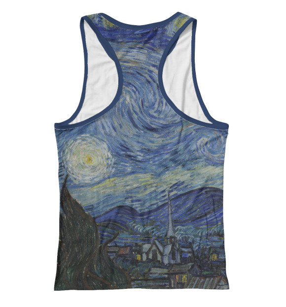 Женская майка-борцовка с изображением Звездная ночь - Ван Гог Винсент цвета Белый