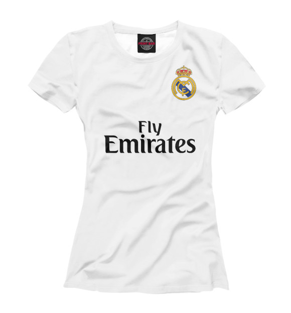 Женская футболка с изображением Форма Реал Мадрид цвета Белый