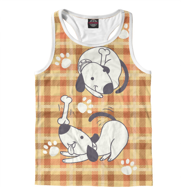 Мужская майка-борцовка с изображением Cute dogs цвета Белый