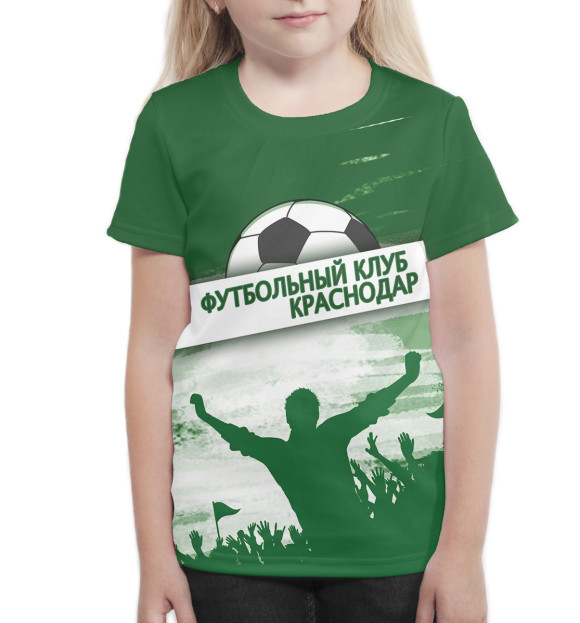 Футболка для девочек с изображением ФК Краснодар цвета Белый