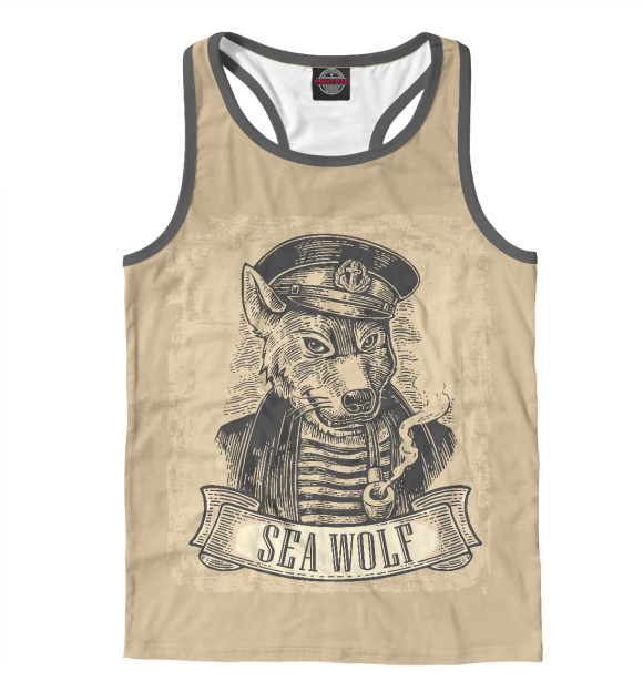 Мужская майка-борцовка с изображением Морской волк цвета Белый