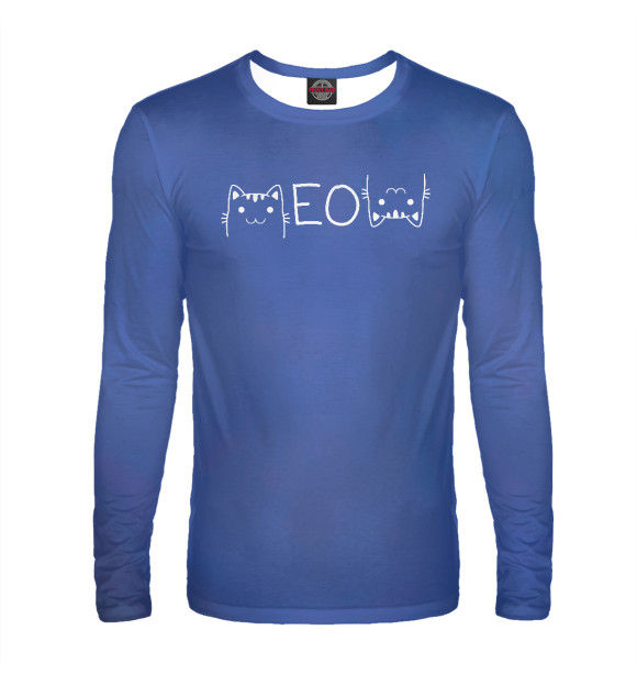 Мужской лонгслив с изображением MeoW cat цвета Белый