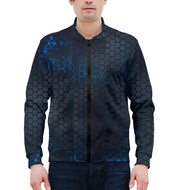 Мужской бомбер с изображением Стальные соты цвета Белый