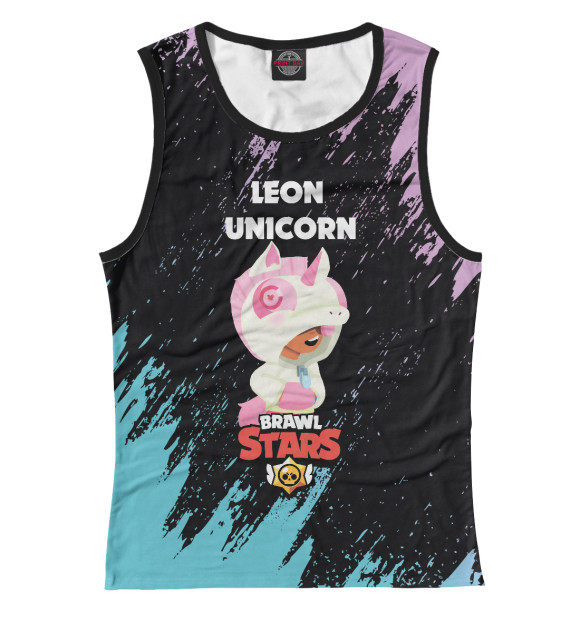 Майка для девочки с изображением BRAWL STARS LEON UNICORN цвета Белый