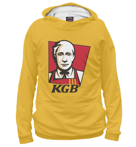 Мужское худи с изображением Putin KGB цвета Белый