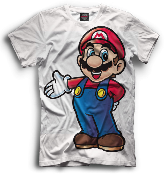 Мужская футболка с изображением Mario цвета Черный
