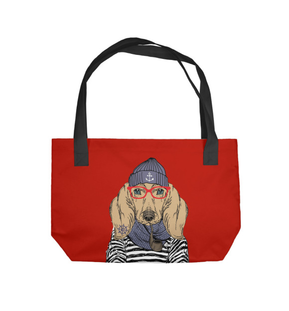 Пляжная сумка с изображением Модная такса цвета 