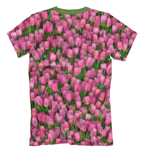 Мужская футболка с изображением Розовые тюльпаны цвета Белый