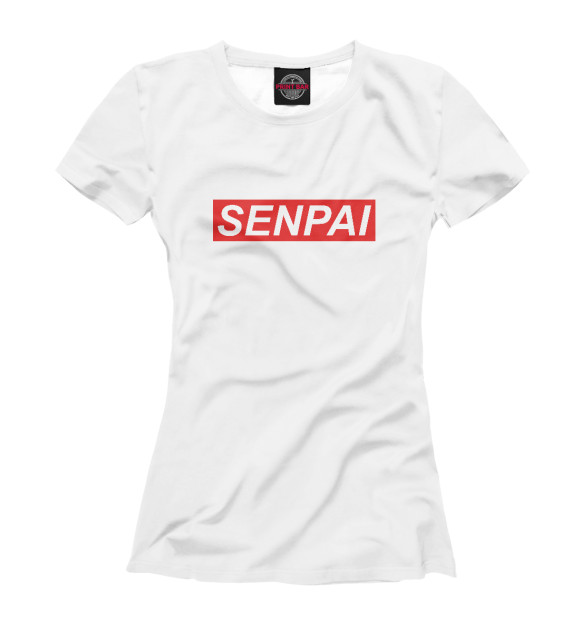 Футболка для девочек с изображением SENPAI цвета Белый