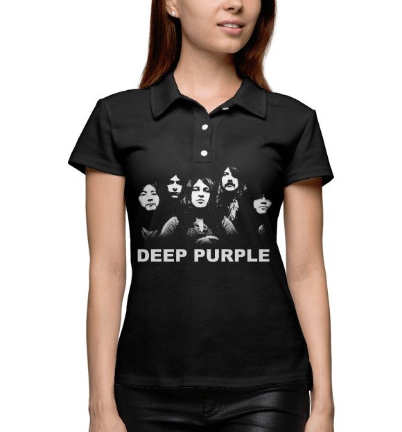 Женское поло с изображением Deep Purple цвета Белый
