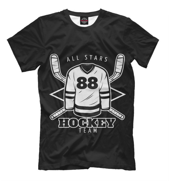 Мужская футболка с изображением Hockey TEAM цвета Черный
