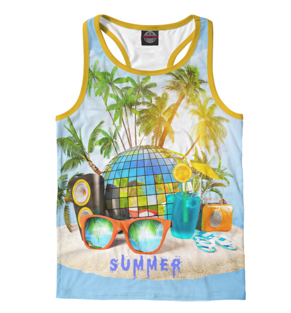 Мужская майка-борцовка с изображением Хочу в отпуск цвета Белый