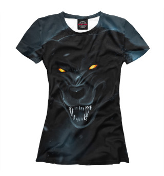 Женская футболка Черный волк
