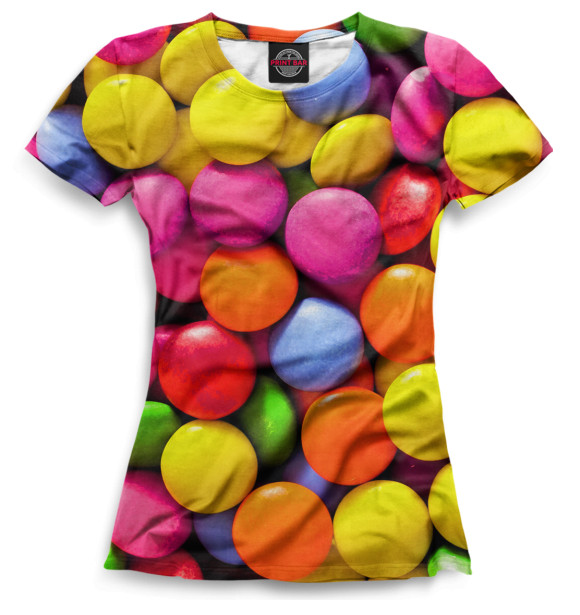 Женская футболка с изображением Драже цвета Черный