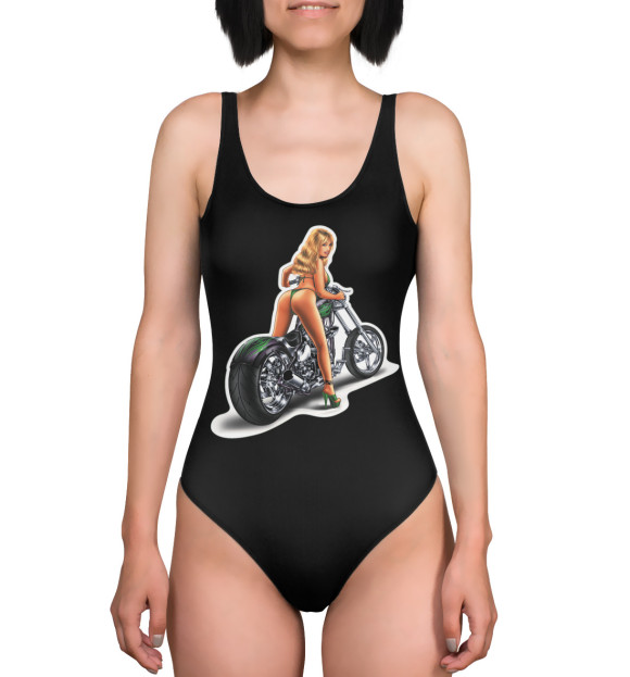 Купальник-боди с изображением Biker Babe цвета 