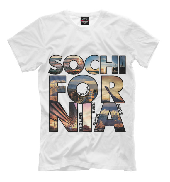 Мужская футболка с изображением Sochifornia цвета Молочно-белый
