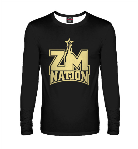 Мужской лонгслив с изображением ZM Nation цвета Белый