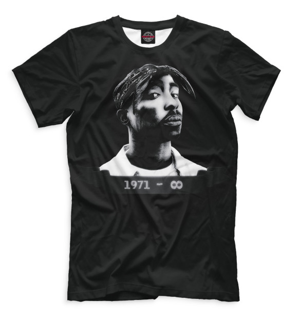 Мужская футболка с изображением 2Pac цвета Черный