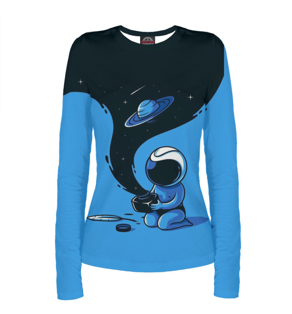 Женский лонгслив с изображением Космос цвета Белый