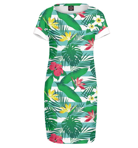 

Платье летнее Print Bar, Белый, Цветы и листья