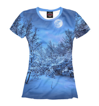 Женская футболка Снежный ночь