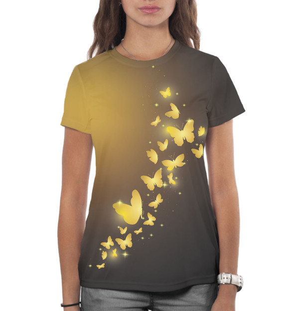 Женская футболка с изображением Бабочки цвета Белый
