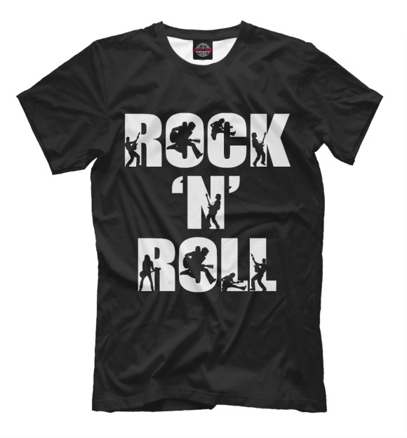 Мужская футболка с изображением Rock 'n' Roll цвета Черный