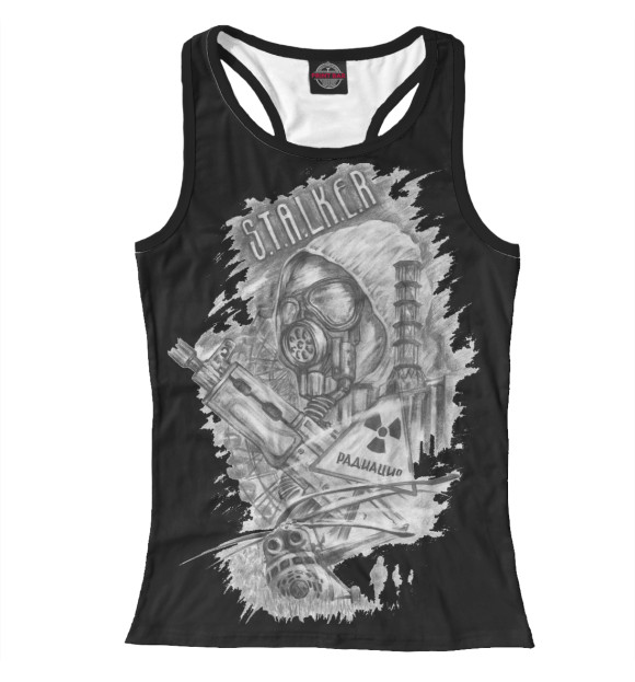 Женская майка-борцовка с притом Сталкер цвета Белый Женская майка-борцовка с изображением Сталкер цвета Белый