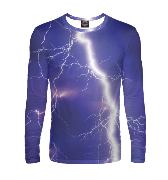 Мужской лонгслив с изображением Молния цвета Белый