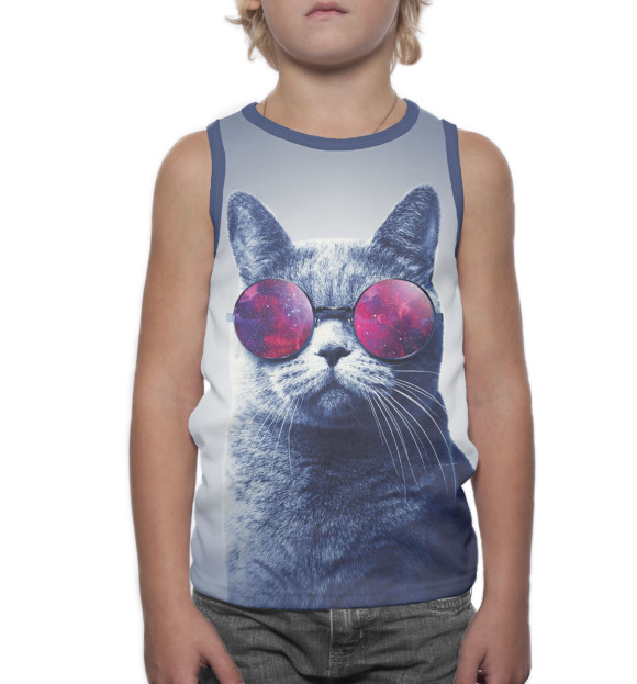 Майка для мальчика с изображением Кот цвета Белый