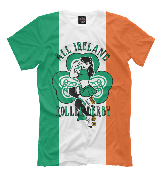 Футболка для мальчиков с изображением Ирландия, Roller Derby цвета Молочно-белый