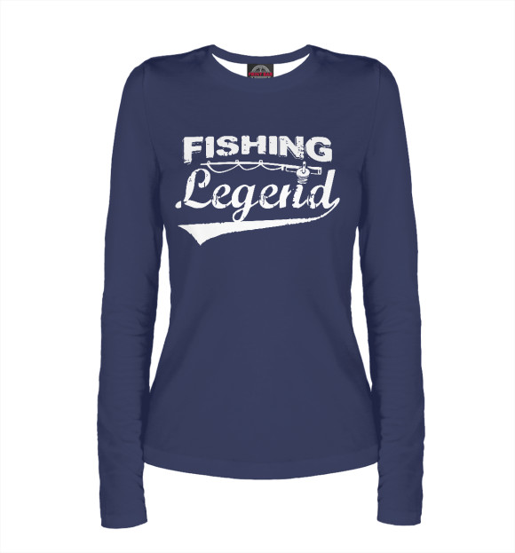 Женский лонгслив с изображением Fishing legend цвета Белый