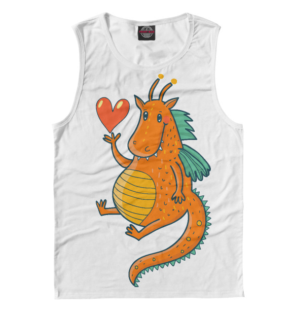 Мужская майка с изображением Дракончик цвета Белый