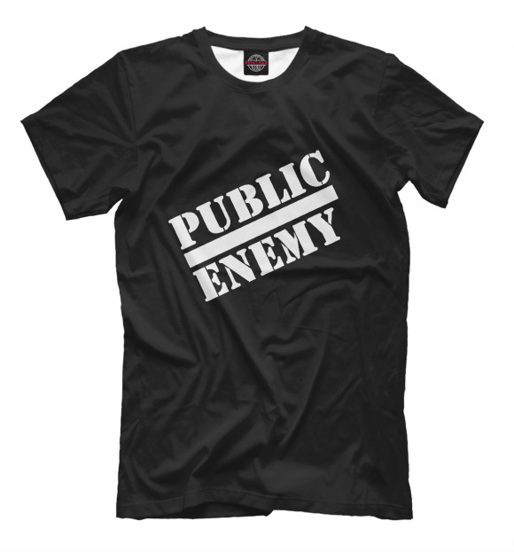 Мужская футболка с изображением Public enemy цвета Черный