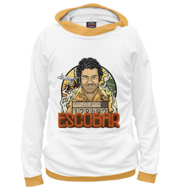 Мужское худи с изображением Pablo Emilio Escobar цвета Белый
